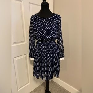 Navy Blue Polkadot Party Dress